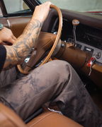 SF Men’s Pattern Denim Pants in Olive Night — Fall ’26 campaign view