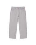 A pair of light gray straight-leg jeans shown flat against a solid white background.