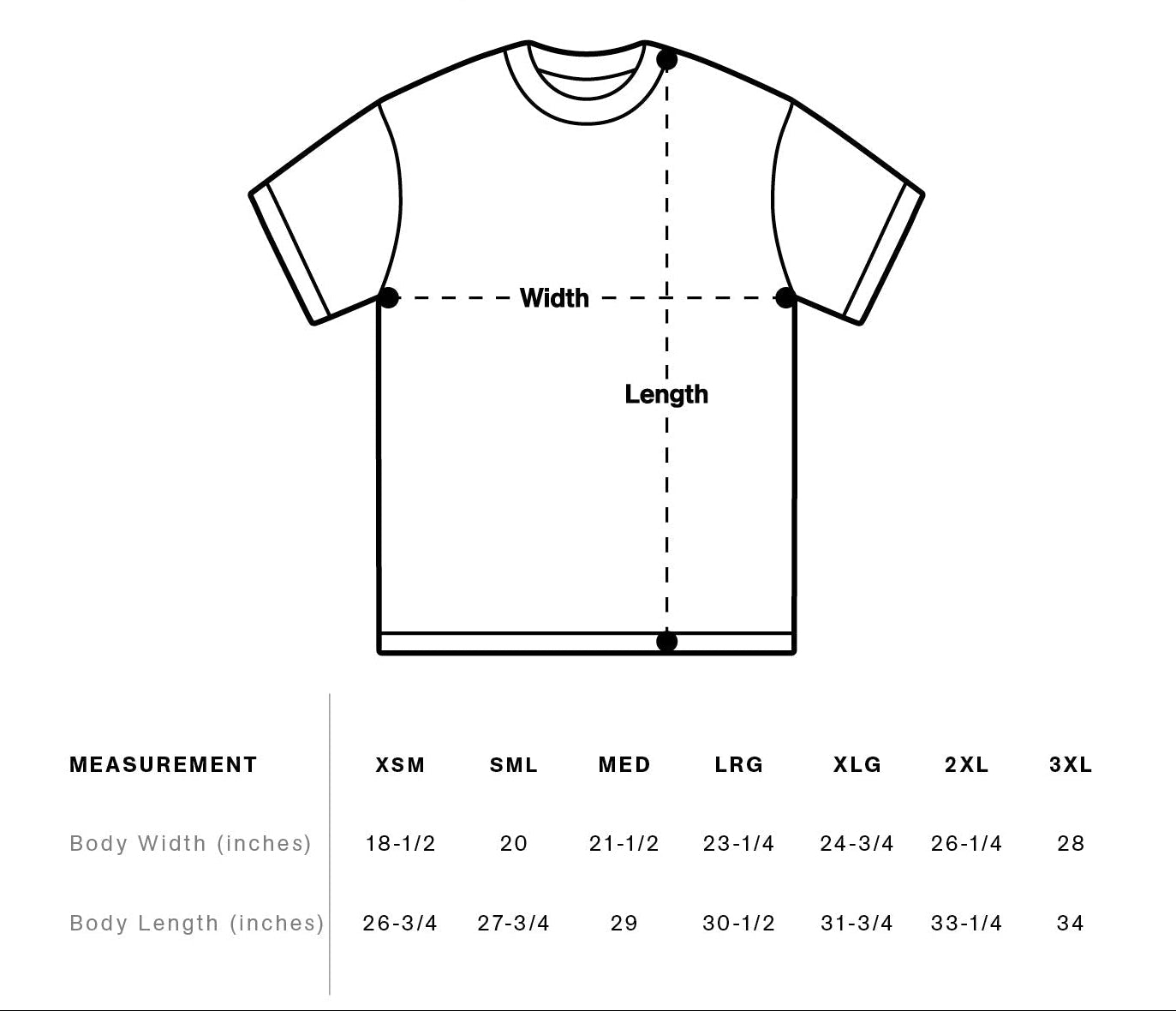 T-shirt measurements