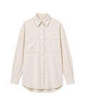 An off-white textured long-sleeve button-up shirt with two chest pockets, shown flat on a white background.
