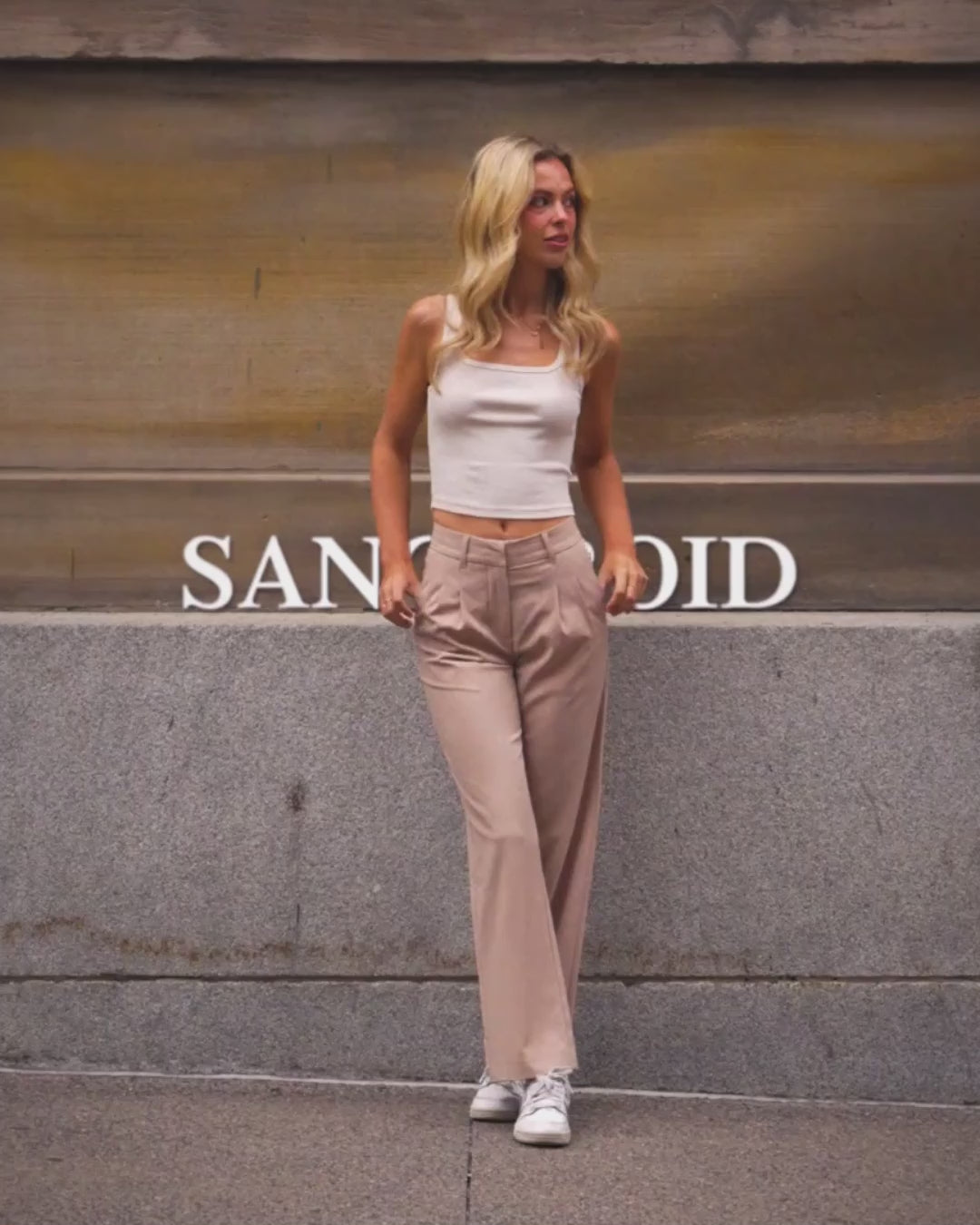 SF Tailored Pant | Pantalon femme à jambe large (beige pierre)